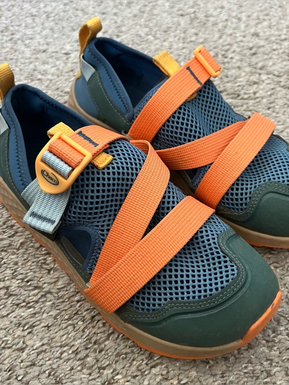 Chaco Kids Mesh Sandals in Blue, Orange & Green Size 5 Youth Unisex